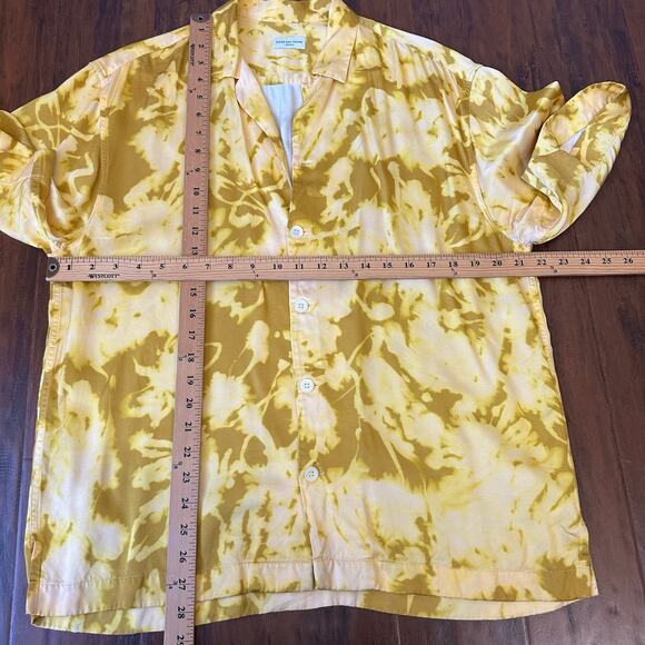 DRIES VAN NOTEN Cassi Shirt Yellow Tie Dye Button Up Short Sleeve Beach - Picture 9 of 9
